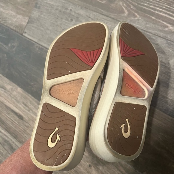 OLUKAI Womens Tapa Bubbly Platform Wedge ONOHI LEATHER SLIDE SANDALS sz 7 - Picture 7 of 8